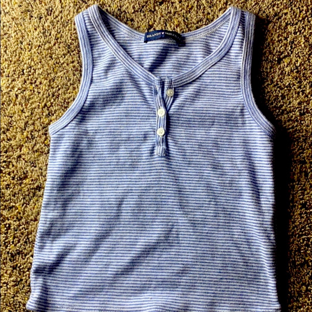 Brandy Melville Blue and white striped tank top!